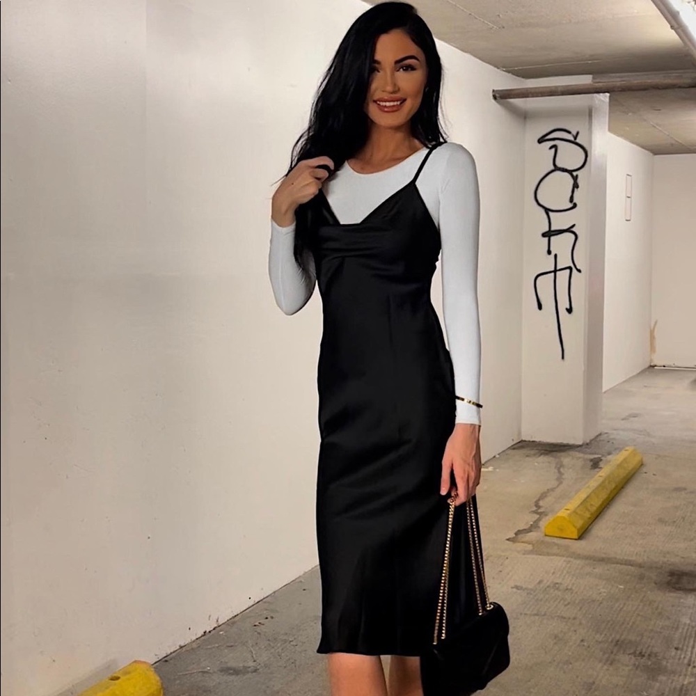 Black satin dress